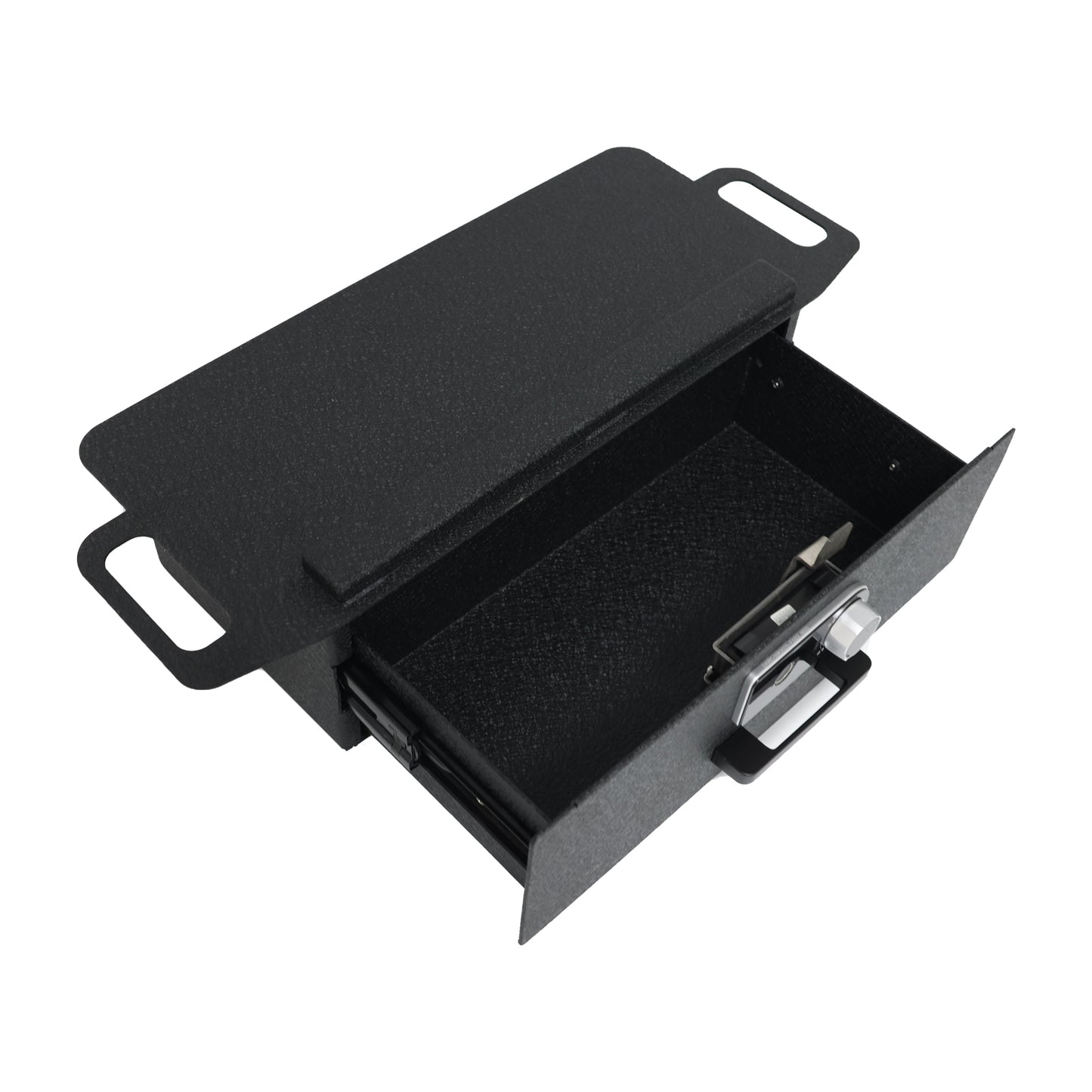 Underseat Console Safe Vault Box for Tesla Cybertruck (Fingerprint Lock with Key): 2024-2025