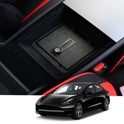 Console Safe Vault Box for Tesla Model 3 (4-Digit Combo Lock with Key): 2024-2025