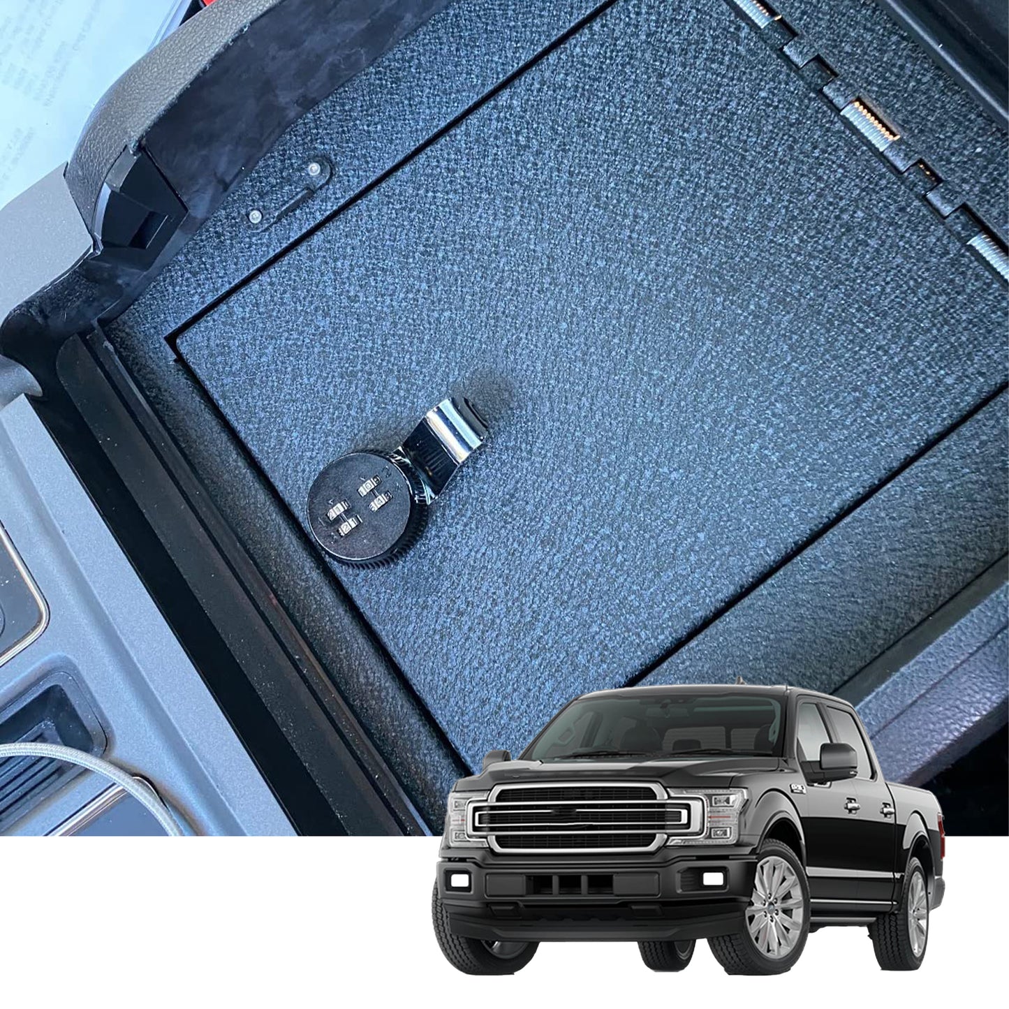 Console Safe Vault Box for Ford F150 (4-Digit Combo Lock): 2015-2020