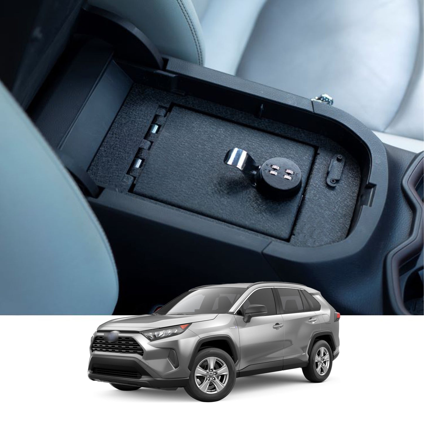 Console Safe Vault Box for Toyota RAV4 (4-Digit Combo Lock): 2019-2025