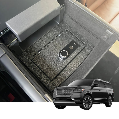 Rear Center Console Safe Vault Box for Lincoln Navigator (Fingerprint Lock with Key): 2018-2024
