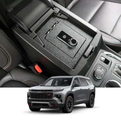 Console Safe Vault Box for Chevrolet Traverse (Fingerprint Lock with Key): 2018-2023