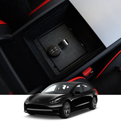 Console Safe Vault Box for Tesla Model 3 (4-Digit Combo Lock): 2024-2025