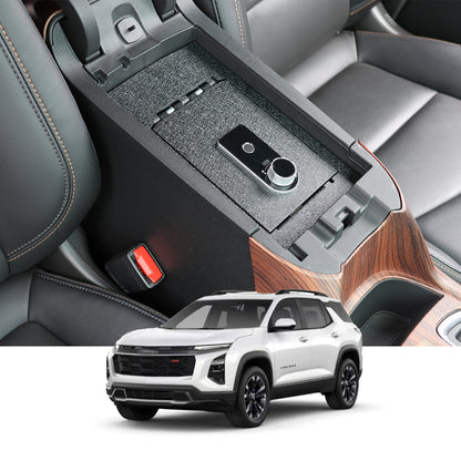 Console Safe Vault Box for Chevrolet Equinox (Fingerprint Lock with Key): 2018-2024