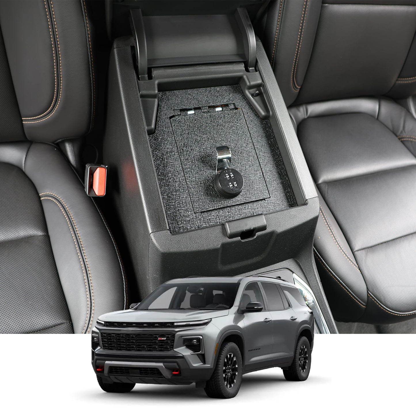 Console Safe Vault Box for Chevrolet Traverse (4-Digit Combo Lock): 2018-2023