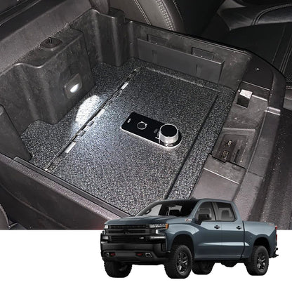 Console Safe Vault Box for Chevrolet Silverado 1500 (Fingerprint Lock with Key): 2019-2022