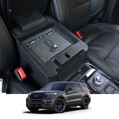 Console Safe Vault Box for Ford Explorer (4-Digit Combo Lock with Key): 2020-2025