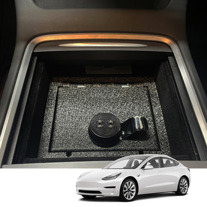 Console Safe Vault Box for Tesla Model Y (4-Digit Combo Lock): 2021-2024