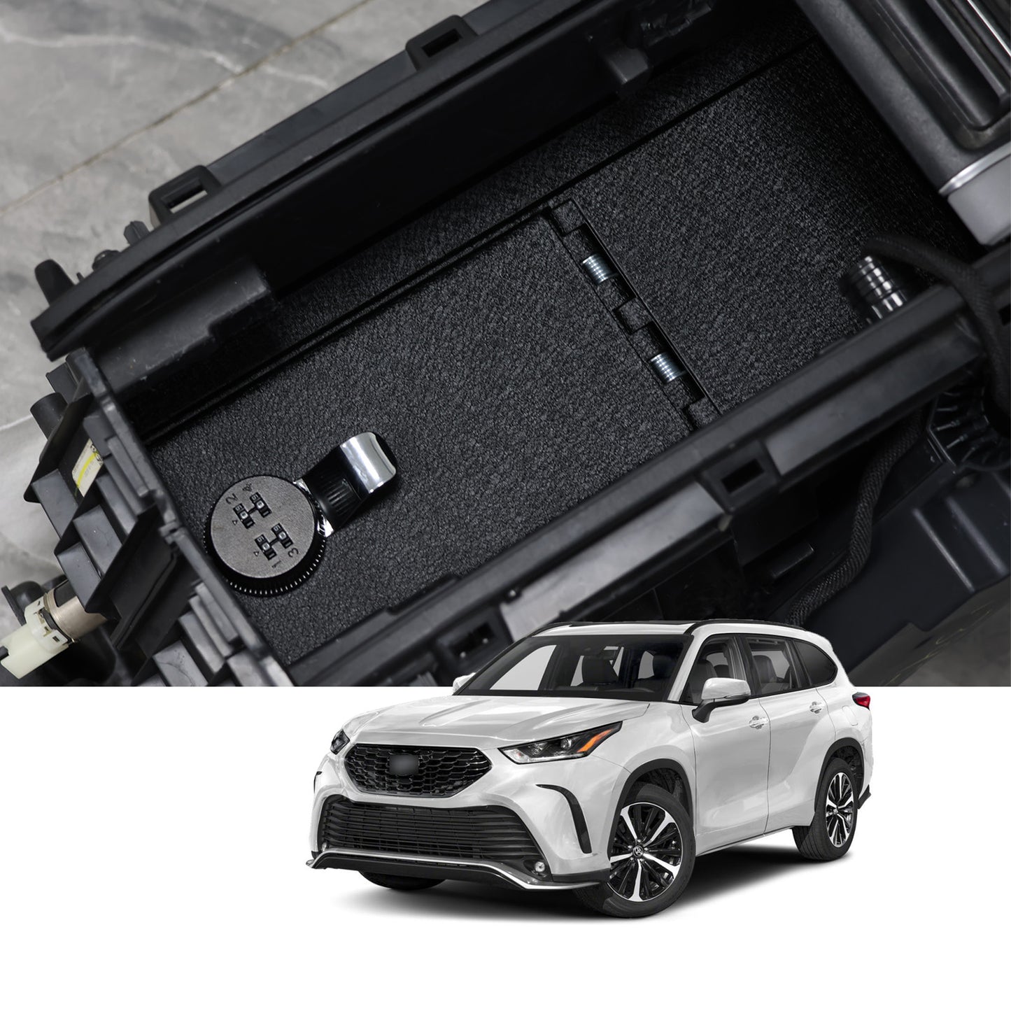 Console Safe Vault Box for Toyota Highlander (4-Digit Combo Lock): 2020-2025