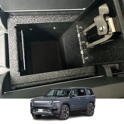 Console Safe Vault Box for Rivian R1T (Fingerprint Lock with Key): 2021-2025