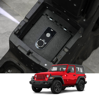 Console Safe Vault Box for Jeep Wrangler JL (Fingerprint Lock with Key): 2018-2022